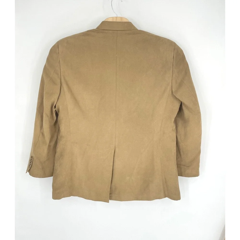 Chaps Mens Blazer 44R Sport Coat Tan Faux‎ Suede Two Button Classic
